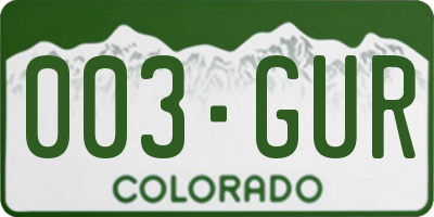 CO license plate 003GUR