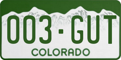 CO license plate 003GUT