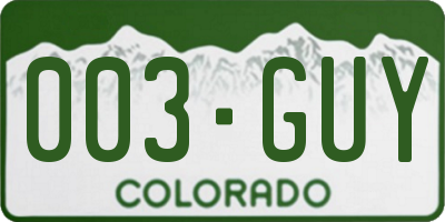 CO license plate 003GUY