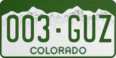CO license plate 003GUZ
