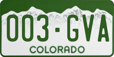 CO license plate 003GVA