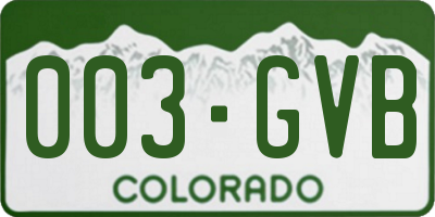 CO license plate 003GVB