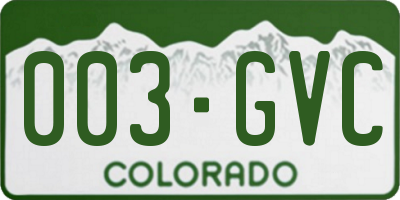 CO license plate 003GVC