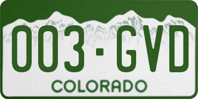 CO license plate 003GVD