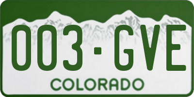 CO license plate 003GVE