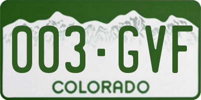 CO license plate 003GVF