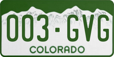 CO license plate 003GVG