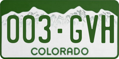 CO license plate 003GVH