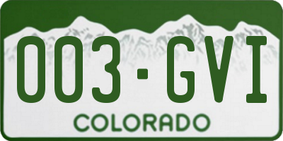 CO license plate 003GVI