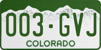 CO license plate 003GVJ