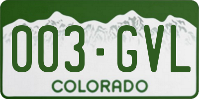 CO license plate 003GVL