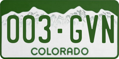 CO license plate 003GVN