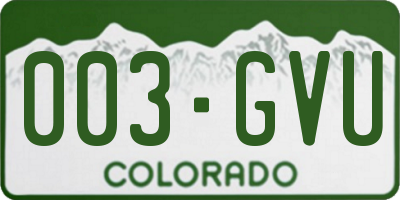 CO license plate 003GVU