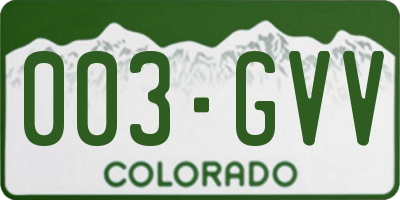 CO license plate 003GVV
