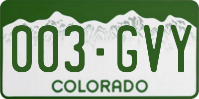 CO license plate 003GVY