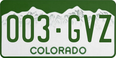 CO license plate 003GVZ