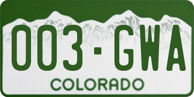 CO license plate 003GWA