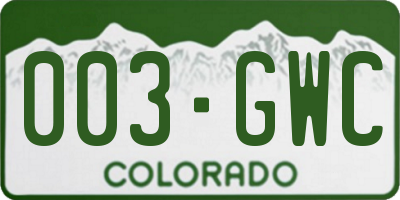 CO license plate 003GWC