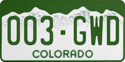 CO license plate 003GWD