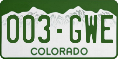 CO license plate 003GWE