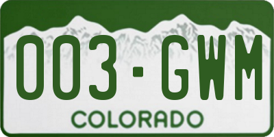 CO license plate 003GWM