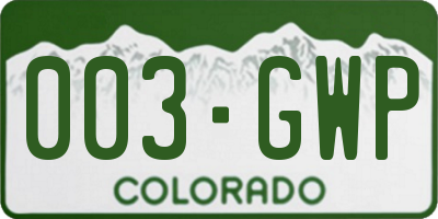 CO license plate 003GWP