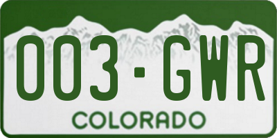 CO license plate 003GWR