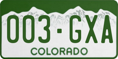 CO license plate 003GXA