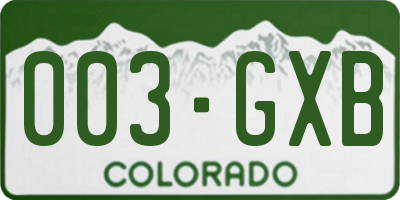 CO license plate 003GXB