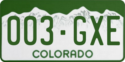 CO license plate 003GXE