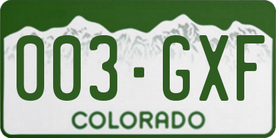 CO license plate 003GXF