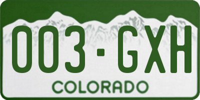 CO license plate 003GXH