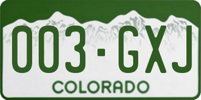 CO license plate 003GXJ