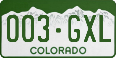 CO license plate 003GXL