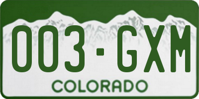 CO license plate 003GXM