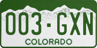 CO license plate 003GXN