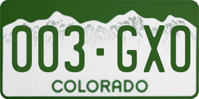 CO license plate 003GXO