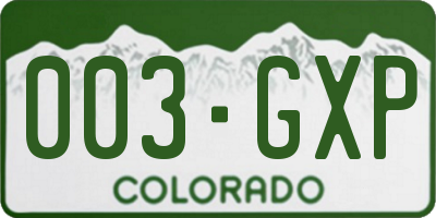 CO license plate 003GXP