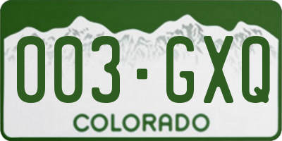 CO license plate 003GXQ
