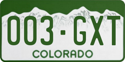 CO license plate 003GXT