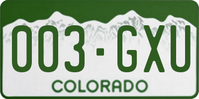 CO license plate 003GXU