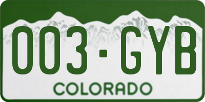 CO license plate 003GYB
