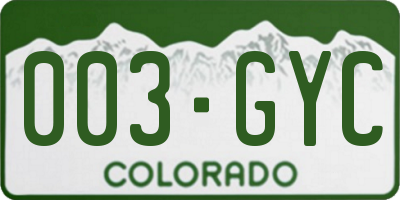 CO license plate 003GYC