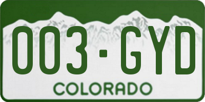 CO license plate 003GYD