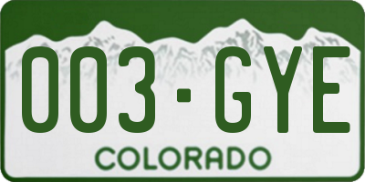 CO license plate 003GYE