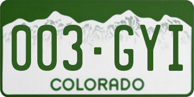 CO license plate 003GYI