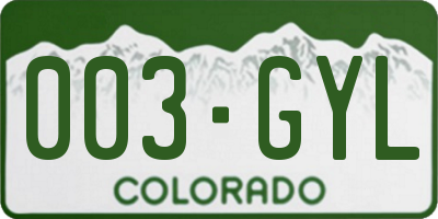 CO license plate 003GYL