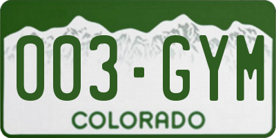 CO license plate 003GYM