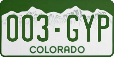 CO license plate 003GYP