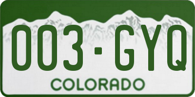 CO license plate 003GYQ